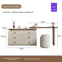 Coiffeuse Moderne Crème en Bois Massif avec Rangement Intégré, Style Rétro Simple, Meuble de Chevet de Chambre