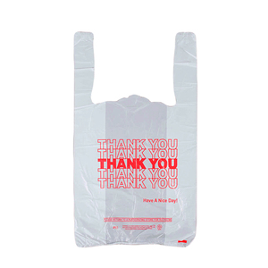 thank you grocery packaging poly printed custom transparent white shirt plastic t-shirt bag