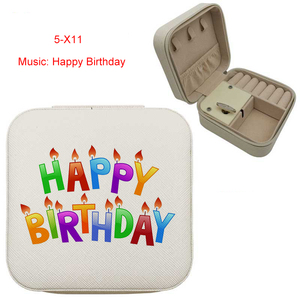 Boîte à musique Joyeux Anniversaire avec des centaines de mélodies au choix, étui de rangement pour bijoux de voyage, personnalisable avec impression - Product Image 2