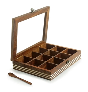 Indian Manufactured Wooden Spice <b>Box</b> Handmade Wooden Masala <b>Box</b> For Kitchen Spice Storage Use Available For Sale - Product Image 6