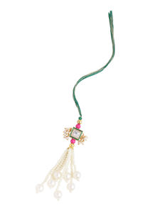 Rakhi Kundan vert avec pompon de perles pour frère, combo pour le festival Raksha Bandhan, cadeau indien traditionnel fait main de qualité supérieure - Product Image 6
