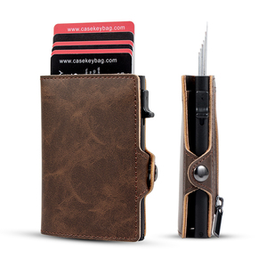 CASEKEY Wholesale Price Leather <b>Wallet</b> Custom LOGO Thin Bifold Card <b>Holder</b> With RFID Protection - Product Image 1