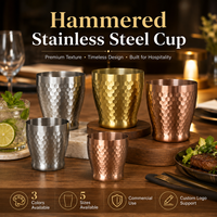 304 RVS vacuüm geïsoleerde gehamerde mok met aangepast logo, metalen drinkbeker voor restaurant, hotel, bar, buffet, banket, catering