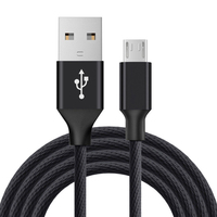 Kabel pengisi daya Data USB mikro ponsel, kabel USB mikro kepang biru, kabel pengisian daya Cepat 2,4 A untuk ponsel Android
