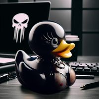Canard en caoutchouc unique, canard gothique, canard satanique personnalisé, canard gothique cyberpunk, résine punk, danseur gothique, cadeaux, décoration de la maison