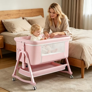 Berceau bébé mobile équipé d'un panier de rangement inférieur, conception spacieuse <span class=keywords><strong>pour</strong></span> les soins quotidiens du nouveau-né - Product Image 6