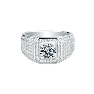 <span class=keywords><strong>Real</strong></span> D Color 925 perak murni cincin pria berlapis emas 18K 1CT Ice Out Moissanite bersertifikat Gra elegan Iced Out Look untuk pria - Product Image 5