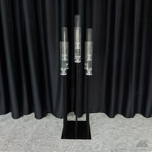 Chandelier en métal noir à 9 bras pour décoration de table de mariage, accessoire de mariage - Product Image 3