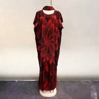 Robe longue décontractée imprimée, motif floral, strass, grande taille, taille haute, col rond, antistatique, style africain transfrontalier