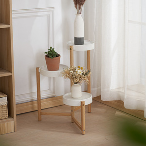 Soporte de flores de estilo nórdico, estante de madera de varios niveles para plantas y decoración, para interiores. - Product Image 2