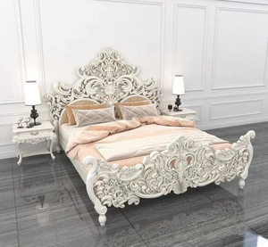 Nuevo Juego de Cama Ajustable de Madera de Caucho Tallada Clásica, Tamaño Queen y <span class=keywords><strong>King</strong></span>, con Marco de Tela - Product Image 2