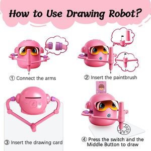 หุ่นยนต์วาดรูป CaraSuL สำหรับเด็ก 100 ใบการ์ด 12 ปากกา 4 พู่กัน ของเล่นเสริมพัฒนาการแบบมอนเตสซอรี่ วัสดุ PVC สำหรับเด็กอายุ 3-12 ปี พร้อมเสียงอ่านเป็นเสียงพูด ของขวัญ - Product Image 4