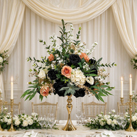 FB2216 Boule de fleurs artificielle tendance personnalisée en roses noires et hortensias, centre de table de 50 cm pour décoration de table
