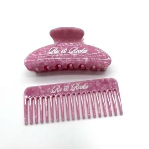 Juego de pelo de acetato con logotipo personalizado, juego de pinzas y peines para mujer, accesorios para el pelo personalizados - Product Image 4