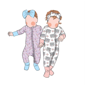 Little Glow Kid Groothandel Hot Selling Boutique Geprint 95% Bamboe Koel en Gezellig Bamboe Vezel Rompertje voor Kinderen - Product Image 2