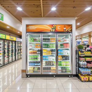 Réfrigérateur commercial de supermarché avec porte en verre pour boissons froides et aliments frais, présentoir vertical pour boissons et congélateur - Product Image 5