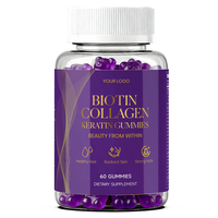 YTBIO Soutien bien-être peau, cheveux et ongles Biotine Collagène Kératine Gummies Marque privée OEM