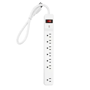 Basic series Household 7 way electrical socket with widely transformer space 14/3AWG cord 735/980J surge protector power strip