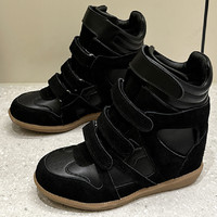 Chaussures montantes invisibles pour femme, nouvelle collection automne 2025, à bout velcro, sport décontracté, randonnée, en cuir synthétique et daim