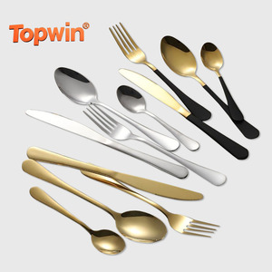 Luxury Hotel Wedding Restaurant Knife Fork <b>Spoon</b> Set Mirror Polish Sustainable Gold Stainless Steel - Product Image 1
