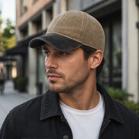 Casquette de baseball 100 % coton de haute qualité, logo personnalisé, bicolore noir et beige, 6 panneaux structurés, style Dad Hat, vente en gros, fournisseur OEM