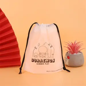 Bolsa de armazenamento de saco de embalagem de plástico fosco transparente transparente à prova d'água Eva/PVC com cordão poli