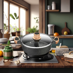 מרק שני תאים סיר חם <span class=keywords><strong>2</strong></span> מטפל אלומיניום ללא מקל שני סיר מרק טעם עם מכסה זכוכית - Product Image 4