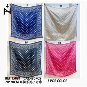 Sciarpa quadrata piccola della serie geometrica 70x70 cm con stampa alla moda per donna, uomo, accessorio unisex - Product Image 3