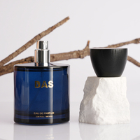 Flacon de parfum pour homme avec logo personnalisé, flacon de parfum en verre bleu de luxe, 50 ml, 30 ml, bouchon personnalisable, flacons de parfum ronds