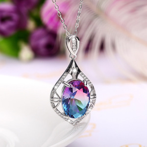 Collana con Ciondolo a Goccia Vintage in Pietra Sfumata per Donne, Elegante Gioiello di Moda per Uso Quotidiano e Regalo - Product Image 2