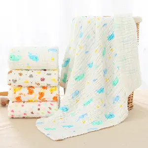 High Quality golden supplier muslin baby receiving blanket 41x41'' 100% Organic Cotton 6 Layers Muslin Gauze Baby Blankets