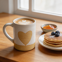 Mug en céramique côtelée blanche, tasse à café en grès bicolore avec anse, style nordique, pour la maison et le café