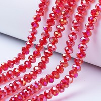 PandaHall 10 brins 4mm 6mm 8mm 10mm facettes Rondelle bleu clair Ab couleur galvanoplastie perles de verre