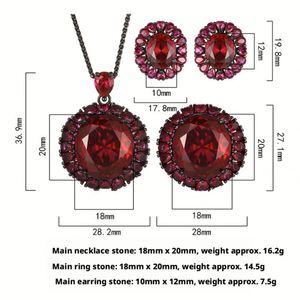 Wholesale Eco-friendly Copper Fashion Jewelry <b>Sets</b> Women 18*20mm Red Zirconia Premium Necklace <b>Earrings</b> Ring <b>Set</b> - Product Image 6