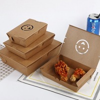 Boîte à hamburger jetable Emballage écologique de poulet frit en papier kraft contenant à emporter avec logo personnalisé