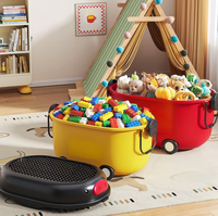 Boîte de rangement moderne pour jouets d'enfants, avec couvercle pour blocs de construction, en PP, étanche, grande capacité, avec roulettes, multifonctionnelle, pour salle de jeux