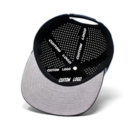 Casquette de golf sport en polyester imperméable à l'eau à 5 panneaux avec logo en PVC personnalisé à la mode Casquette de baseball en corde perforée de papa Gorras découpée au laser