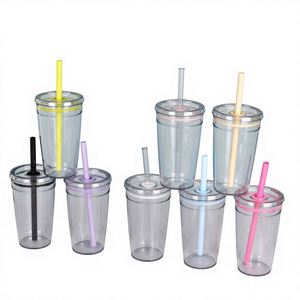 Vaso de Plástico de Una Sola Capa de 450 ml Personalizado, Taza de Café con Pajita de PS, en Oferta - Product Image 1