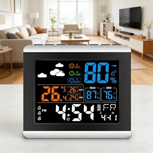 Estación Meteorológica Digital Multifuncional de Temperatura y Humedad con 3 Grupos de Reloj Despertador, Visualización de Hora, Fecha y Semana para el Hogar - Product Image 1