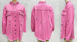 Venta al por mayor de manga larga Jeans Top Camisa Señoras Agujero Rasgado Chaqueta de mezclilla Abrigo Blusas de las mujeres Abrigo para las mujeres - Product Image 5