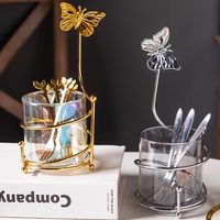 Support de rangement en verre pour cuillères à café et fourchettes, design créatif de luxe, avec logo personnalisé, transparent, ambre, gris, pour la cuisine - Vente en gros