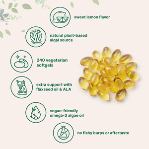 Huile d'algues oméga 3 végétalienne 240 gélules végétales Alternative à l'huile de poisson Complément alimentaire pour adultes <span class=keywords><strong>DHA</strong></span> 500 mg DPA 100 mg à base de plantes - Product Image 5