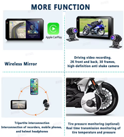 Écran GPS de navigation portable sans fil pour moto de 7 pouces, CarPlay Android Auto, caméra DVR, affichage étanche pour moto