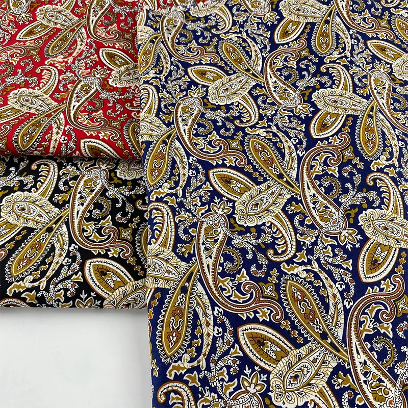 Impression numérique tissée douce de Paisley de tissu de popeline de 100% coton pour la chemise et la robe
