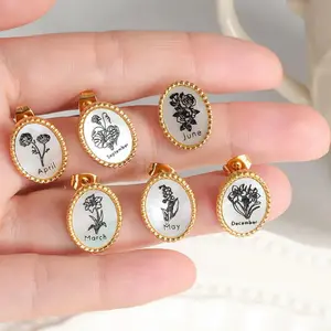 Thời trang sinh tháng Hoa tai mạ vàng thiết kế bông tai vỏ trắng cho phụ nữ, quà tặng của mẹ