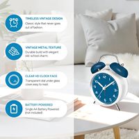 4,5 inch Twin Bell Stille Quartz Metalen Bureauklok Analoge Klok Zonder Tikken Wekker Met Achtergrondverlichting Dubbele Bel Snooze Functie Kinderen