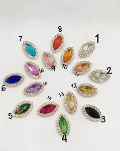 Horse Eye Shaped Glass Rhinestones With 7 * 15 Double-layer Floral Clothing Crystal Accessories Glued Onto Loose Clothing