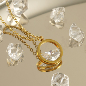 Collar de Acero Inoxidable 18K con Circonita, Diseño Hueco Minimalista con Colgante de Amor, para Mujer, Venta al Por Mayor, Año Nuevo 2023 - Product Image 2