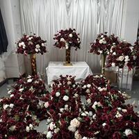 IFG Fartory Boule de fleurs artificielles en soie bordeaux de haute qualité de 70 cm pour la décoration de centre de table de mariage