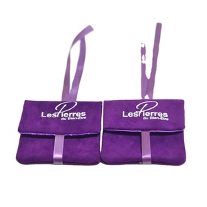 Pochette d'emballage promotionnelle pour bijoux, personnalisée, en suède violet avec doublure en satin, pour collier, bracelet, bague - Product Image 4